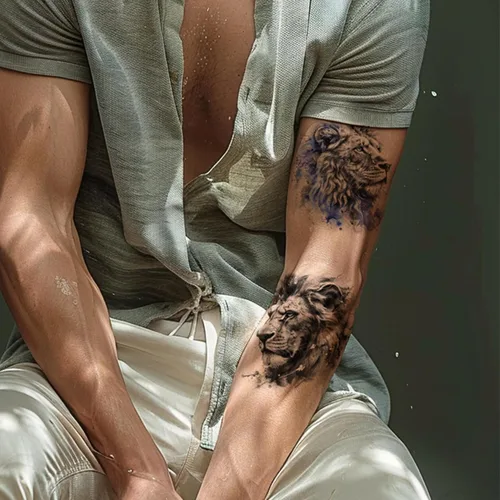Vista 5 de Everjoy 25 hojas de calcomanías temporales de tatuajes de bestia dura, 12 hojas de tatuajes falsos de animales de acuarela de brazo grande, 13