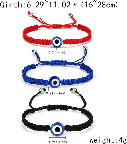 Vista 2 de Pulseras de mal de ojo de la suerte, tobillera, amuleto de cuerda roja, pulseras ajustables para familiares, parejas, mejores amigos, buena suerte