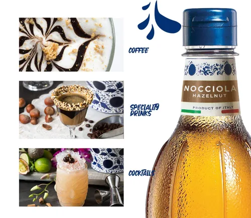 Vista 4 de Paquete económico Fabbri - Jarabe saborizante, avellana, fabricado en Italia, 33.8 onzas (1 litro), paquete de 6