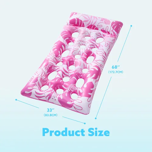 Vista 6 de Sloosh Inflatable Pool Floats Adults - Large Pool Float Tanning Raft with Headrest, Keep Cool Above Water Swimming Pool Floaties Beach Lake Party