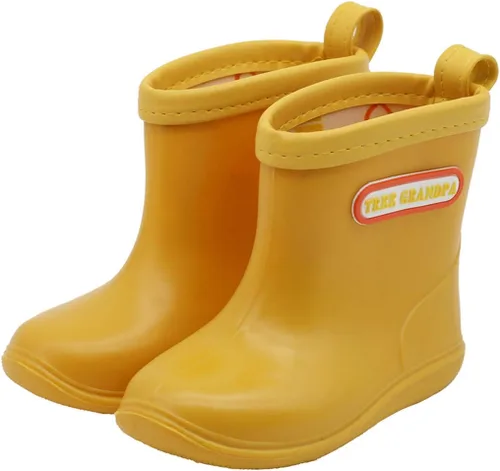 Vista 13 de Botas de lluvia para bebés, botas de lluvia cortas para niños pequeños, fáciles de poner, ligeras e impermeables Azul