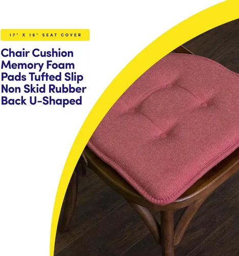 Vista 3 de Sweet Home Collection - Cojín de espuma viscoelástica para silla, con capitoné, parte trasera de goma antideslizante, en forma de U, de 17 x 16