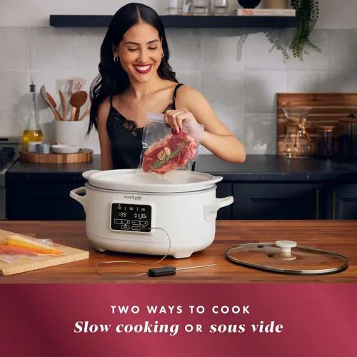 Vista 2 de Crock-Pot Olla de cocción lenta programable de 6 cuartos con Sous Vide, leche de avena