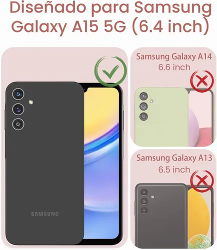 Vista 2 de Funda para Samsung A15 5G con protector de pantalla de vidrio templado, Galaxy A15 5G [protección de grado militar] TPU suave y policarbonato duro
