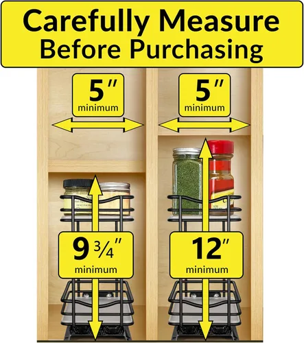 Vista 5 de LYNK PROFESSIONAL® Organizador de especiero extraíble para el interior de armarios de cocina - 4-3/8 pulgadas de ancho - Cajón deslizable - Estantes