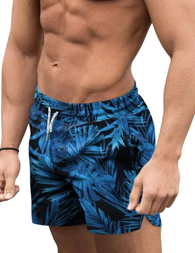Vista 31 de COOFANDY Men's Swim Trunks Quick Dry Board Shorts Swimwear Bathing Suit Un negro