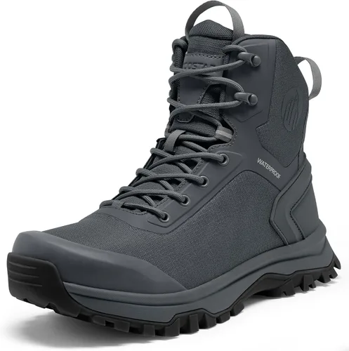 Vista 6 de Coostar Botas tácticas para hombre, ligeras, militares, botas de combate con cremallera lateral, para motocicleta, senderismo, trabajo