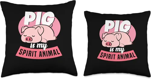 Vista 3 de Mini Pig Is My Spirit Animal Miniature Pig Gift Mini Spirit Animal Almohada de propietario de cerdos en miniatura, 16 x 16 pulgadas, multicolor