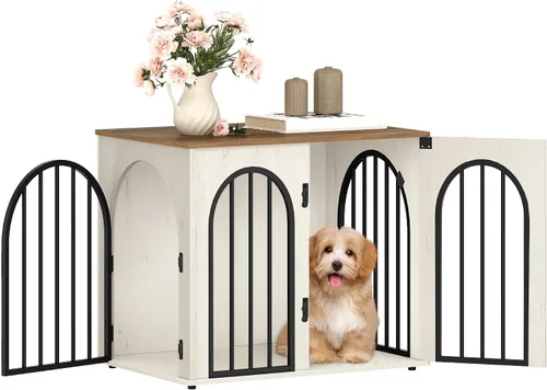 Vista 26 de Hzuaneri Jaula de Madera para Perros de 26.8'', Muebles de Jaula para Perros de Interior, Jaula para Perros Pequeños, Jaulas de Servicio Pesado