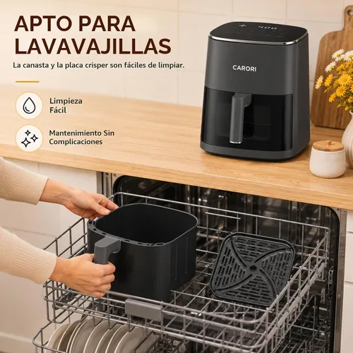 Vista 9 de CARORI Freidora de aire de 6 cuartos de galón con ventana de visión, 12 preajustes, 1700 W, 400 °F máximo, cesta antiadherente grande apta