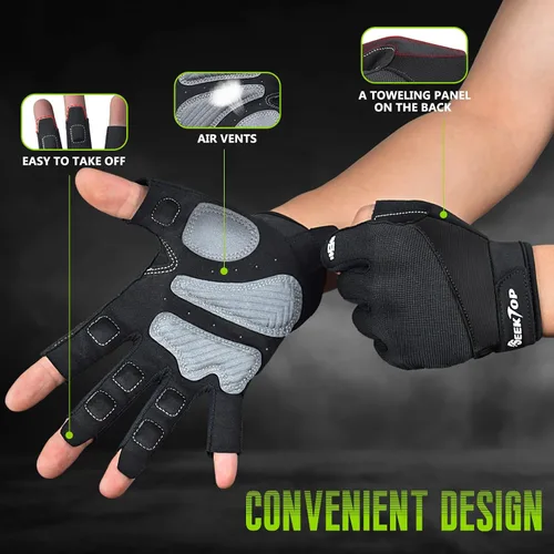 Vista 2 de Seektop Guantes de entrenamiento para hombres y mujeres, guantes de levantamiento de pesas con protección completa, excelente agarre, gimnasio