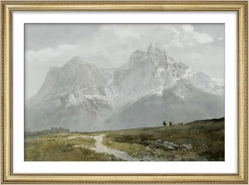 Vista 202 de MUDECOR Lienzo enmarcado prémium para pared, pinos nevados en bosque de invierno, ilustraciones modernas, arte contemporáneo, escénico, divertido