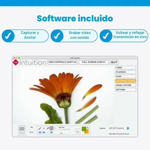 Vista 6 de HUE HD Pro - Cámara de documentos/visualizador USB para profesores/aula, color negro Cámara flexible Full HD de 1080p, micrófono integrado y luces