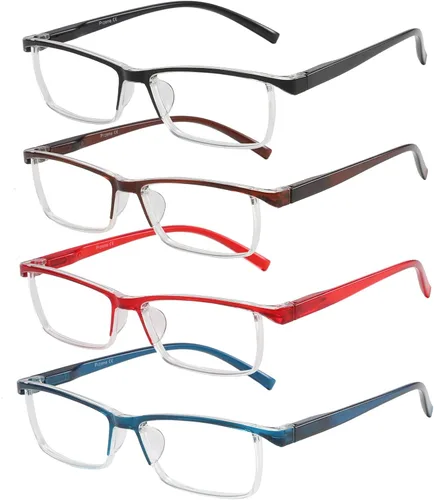 Vista 13 de Przene Gafas de lectura para hombres y mujeres, con bloqueo de luz azul, bisagras de resorte, paquete de estilo ligero