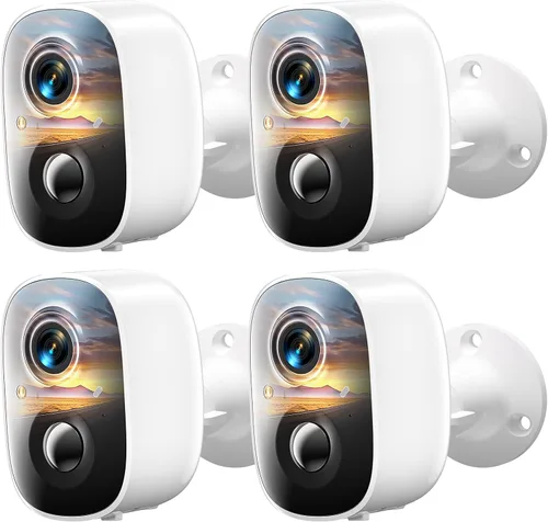 Vista 10 de 2K Security Cameras Wireless Outdoor,WiFi Cameras for Home Security White-2pack