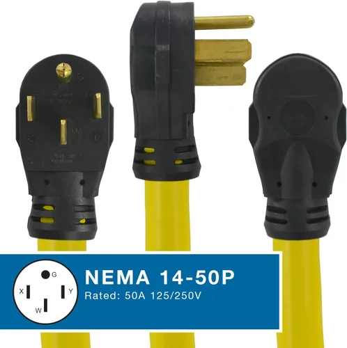 Vista 2 de Conntek RV y Adaptador con 50 Enchufe Macho Amp a RV 30 Amp y 15/20 AMP conector hembra (3-Pies)