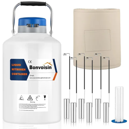 Vista 9 de Bonvoisin Contenedor de nitrógeno líquido 3L, tanque LN2 Dewar criogénico, tanque de semen de aleación de aluminio con 6 recipientes bolsa