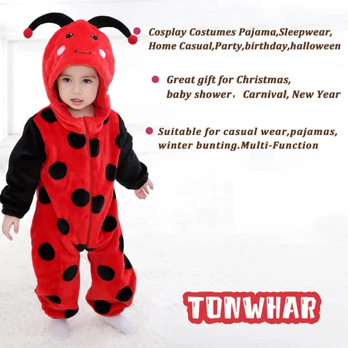 Vista 6 de TONWHAR Unisex-Baby Animal Onesie Costume Cartoon Animal Outfit Homewear Kids' One-Piece Rompers