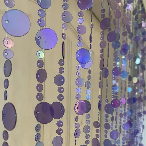 Vista 3 de Cortina de puerta con cuentas de cristal iridiscente en forma de burbuja para separar ambientes, decoración de fiesta de boda para el hogar