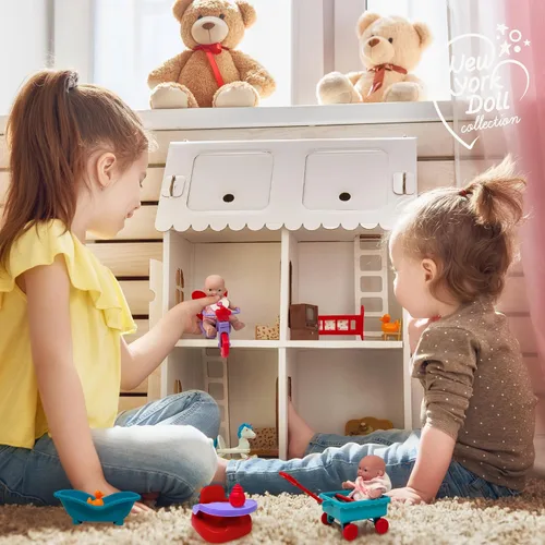 Vista 4 de Mini juego de muñecas de bebé, juego de muñecas pequeñas con accesorios para muñecas pequeñas y muebles de muñeca de 5 pulgadas, mini muñecas