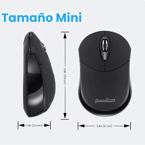 Vista 5 de Perixx PERIMICE-802B - Mouse inalámbrico Bluetooth, diseño portátil para Windows, iOS y tabletas Android, goma negra Negro