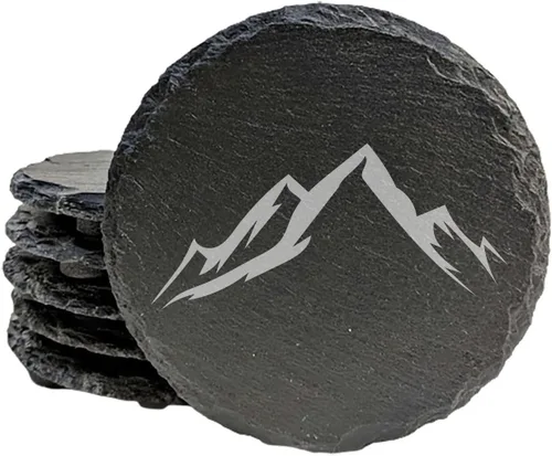 Vista 25 de Mountain Majesty - Posavasos de pizarra con impresionante diseño de escena de montaña, perfectos para decoración del hogar y la oficina y protección