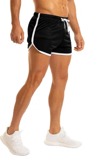 Vista 2 de Ouber Pantalones cortos ajustados para hombre, culturismo, entrenamiento, gimnasio, correr, pantalones cortos ajustados