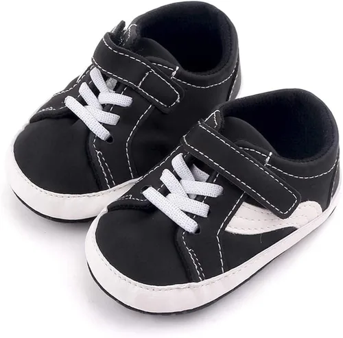 Vista 4 de Clowora Unsex - Zapatos de lona para niños y niñas, para recién nacidos, antideslizantes, suela suave, zapatos casuales para cuna, zapatos planos