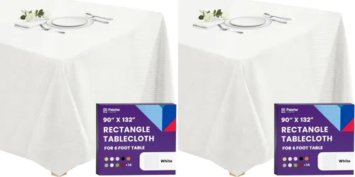 Vista 109 de Gee Di Moda - Mantel rectangular de 60 x 84 pulgadas – Mantel rectangular de poliéster lavable para mesa de 5 pies