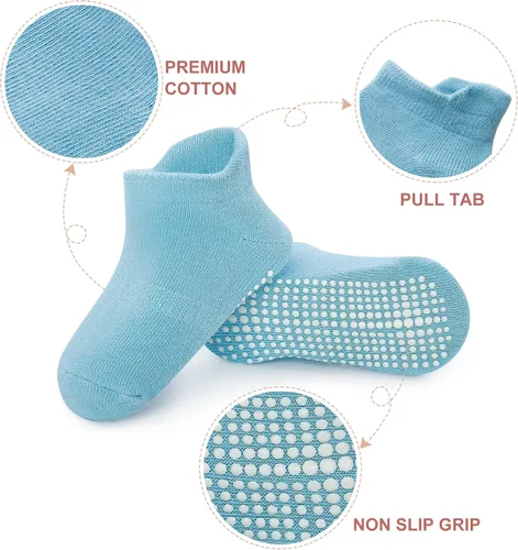 Vista 2 de 12 pares de calcetines antideslizantes para bebés con suela antideslizante para bebés recién nacidos niños y niñas