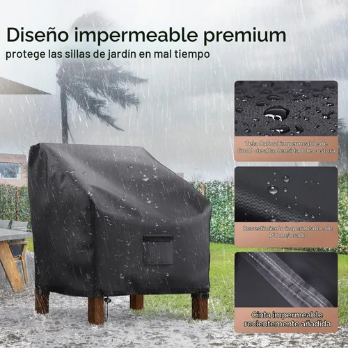 Vista 6 de Mrrihand - Fundas impermeables para sillas de patio, fundas para asiento profundo, resistentes al aire libre
