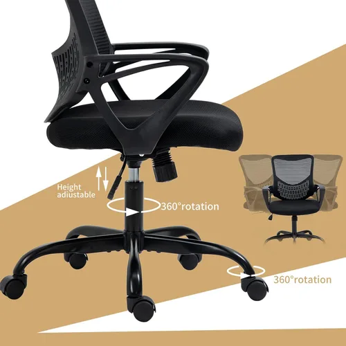 Vista 6 de Silla de oficina, silla de escritorio, silla de computadora ergonómica de malla con reposabrazos de soporte lumbar, silla de computadora giratoria