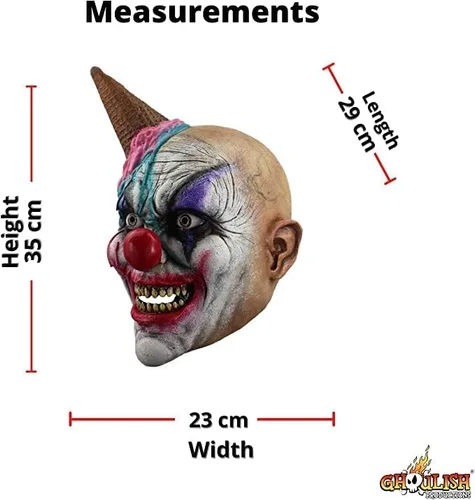 Vista 3 de Ghoulish Productions Máscara de payaso en forma de S, máscara de látex de payaso helado, máscara de payaso para adultos, máscara de látex de payaso