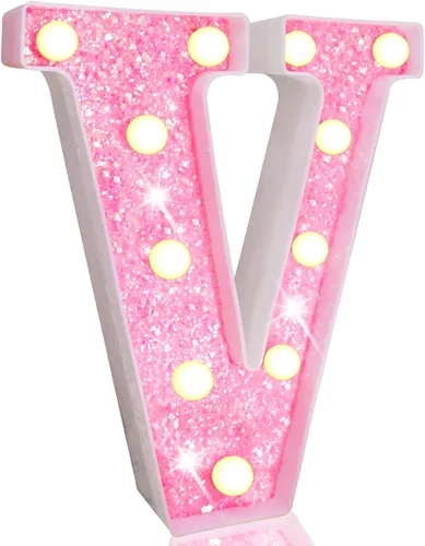 Vista 54 de Pooqla Luces de números de marquesina, números de luz rosa para niñas de 10.º cumpleaños, funciona con pilas, luz nocturna de número con purpurina