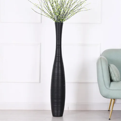 Vista 27 de Leewadee Florero decorativo alto para decoración de sala de estar, 20 ″, negro, resina