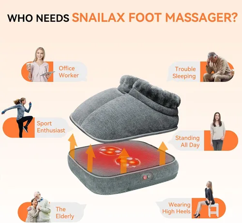 Vista 9 de Snailax Shiatsu - Masajeador de pies con calor, máquina eléctrica de masaje de pies para neuropatía, fascitis plantar, calentadores de pies