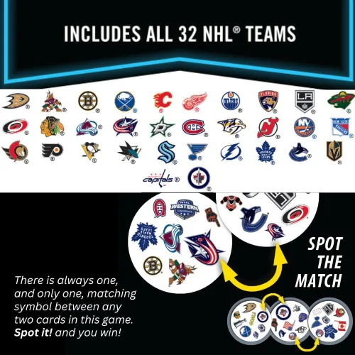 Vista 5 de MasterPieces Día del juego: juego de Spot It de Boston de la NHL Boston Bruins para niños, adultos y familia