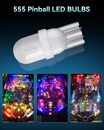 Vista 4 de Keiurot Bombilla 555 T10 194 CC CA 6 V 6.3 V para bombillas LED Pinball Arcade Pinball, lámpara de bombilla blanca cálida no polaridad, paquete de 10