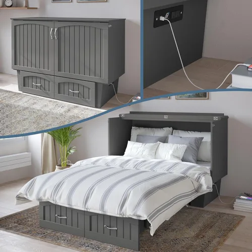 Vista 27 de Atlantic Furniture Nantucket Murphy - Cómoda de cama con estación de carga y colchón, individual, expreso, modelo: AC592141 Espresso