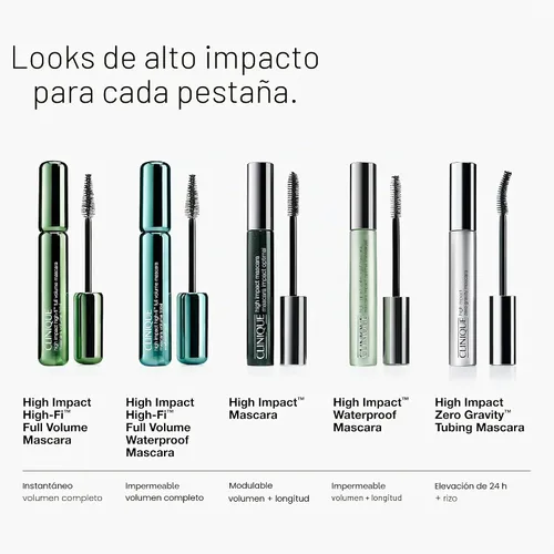Vista 6 de Clinique High Impact High-Fi Full Volume Mascara Volume, Length, Non-Clumping, Smudge-Proof + Safe For Sensitive Eyes, Black/Brown Negro/Marrón