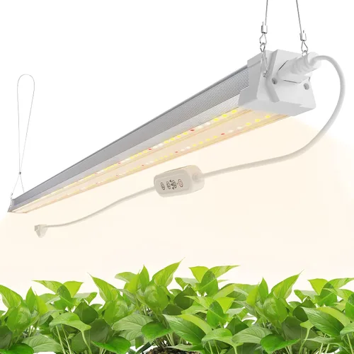 Vista 10 de FREELICHT Paquete de 2 luces LED de crecimiento de 4 pies con temporizador, 40 W (equivalente a 250 W), luces de crecimiento de espectro completo