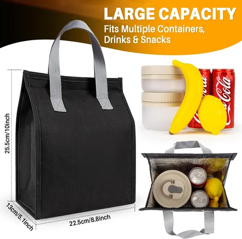 Vista 3 de Rainflow - Bolsa de almuerzo térmica para viajes de oficina Insulated Lunch Bag Keeps Food Hot Or Cold, Waterproof Reusable Carrier For Work