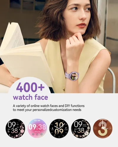Vista 4 de Relojes inteligentes para mujer (respuestahacer llamadas), monitor de actividad de pantalla AMOLED de 1.27 pulgadas con monitor de frecuencia