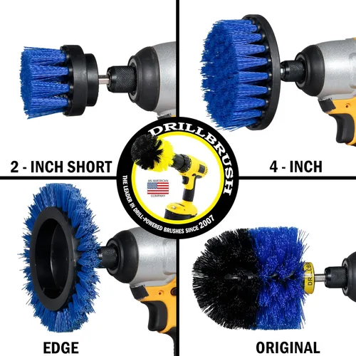 Vista 6 de Drillbrush Azul – Juego de accesorios de cepillo de limpieza de barco – Aluminio – Madera – Detalle personal de embarcaciones – Kit de limpieza