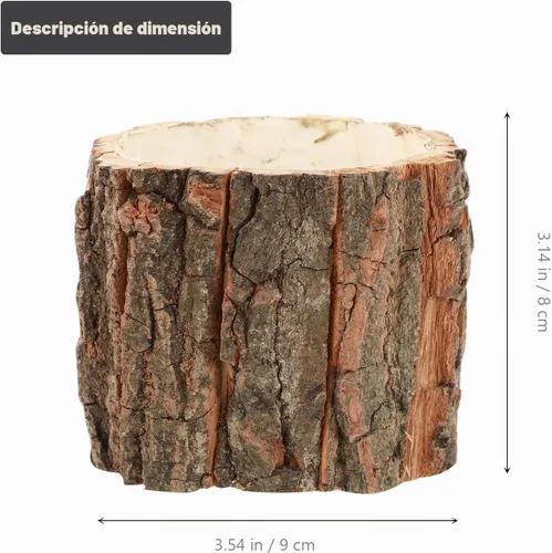 Vista 3 de 6 jarrones redondos de corteza rústica, maceta de tocón de árbol, 3.5 x 3.1 pulgadas, ideal para decoración del hogar, decoración de fiestas