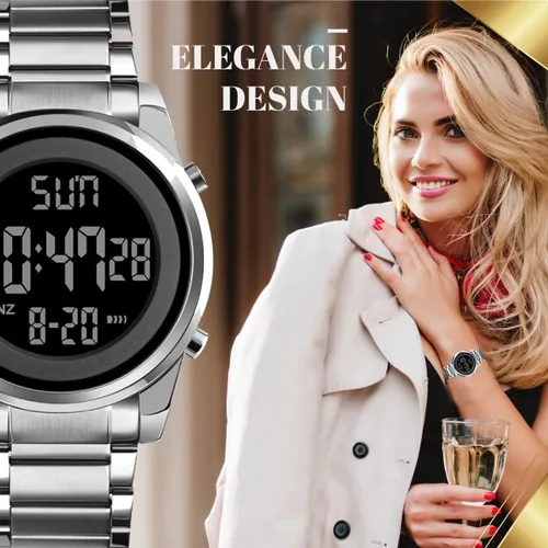 Vista 6 de BURK 1611 Relojes para hombre unisex para mujer reloj digital de moda de acero inoxidable impermeable reloj de pulsera de lujo