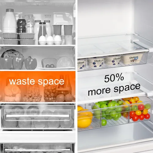Vista 3 de Organizador extraíble de cajones para refrigerador, contenedores de almacenamiento debajo del estante para organización de refrigerador para frutas