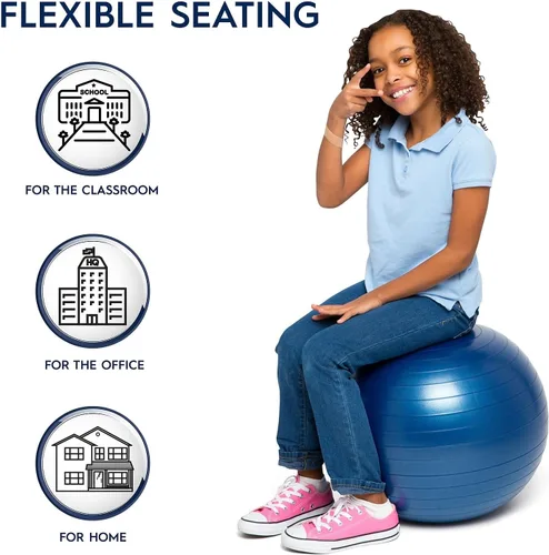 Vista 7 de Balón de equilibrio, el asiento sin ruedas es una silla flexible para la escuela, la oficina o el hogar