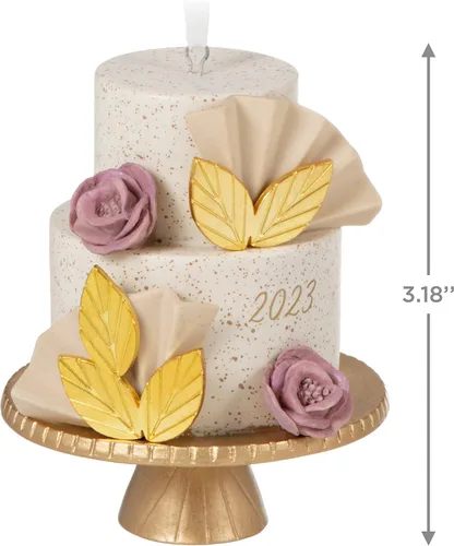 Vista 5 de Hallmark Keepsake Adorno de Navidad 2023, un dulce comienzo, adorno para pastel de boda