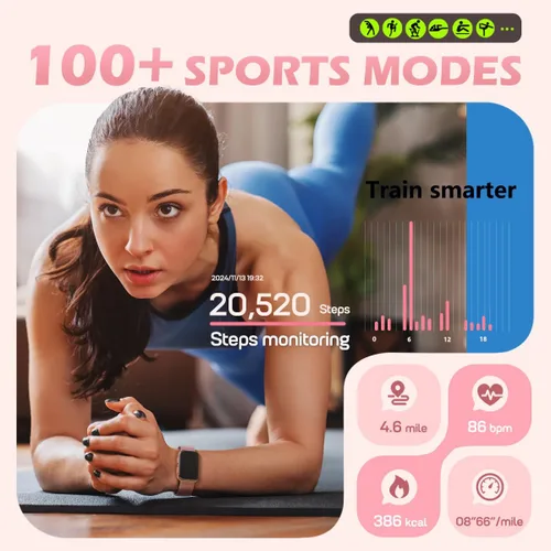Vista 5 de MorePro Reloj de salud y actividad física con monitor de oxígeno en sangre y monitor de frecuencia cardíaca y presión arterial 24/7, monitor
